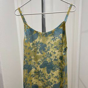 Sunshine yellow & Turquoise cami with blue velvet butterflies and flower detail